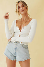 Load image into Gallery viewer, Abbey Button Front Knit Top // White
