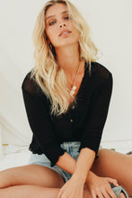 Load image into Gallery viewer, Akima Button Front Knit Top // Black
